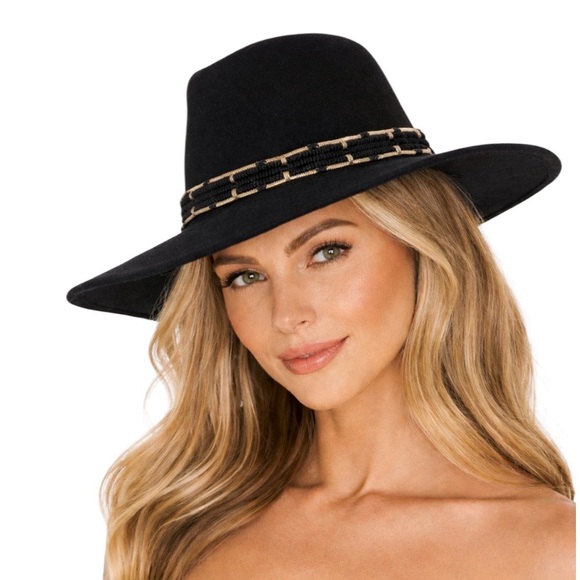 NWT Nikki Beach Wool Fedora Hat Western Boho Black UPF 50+  display picture 1